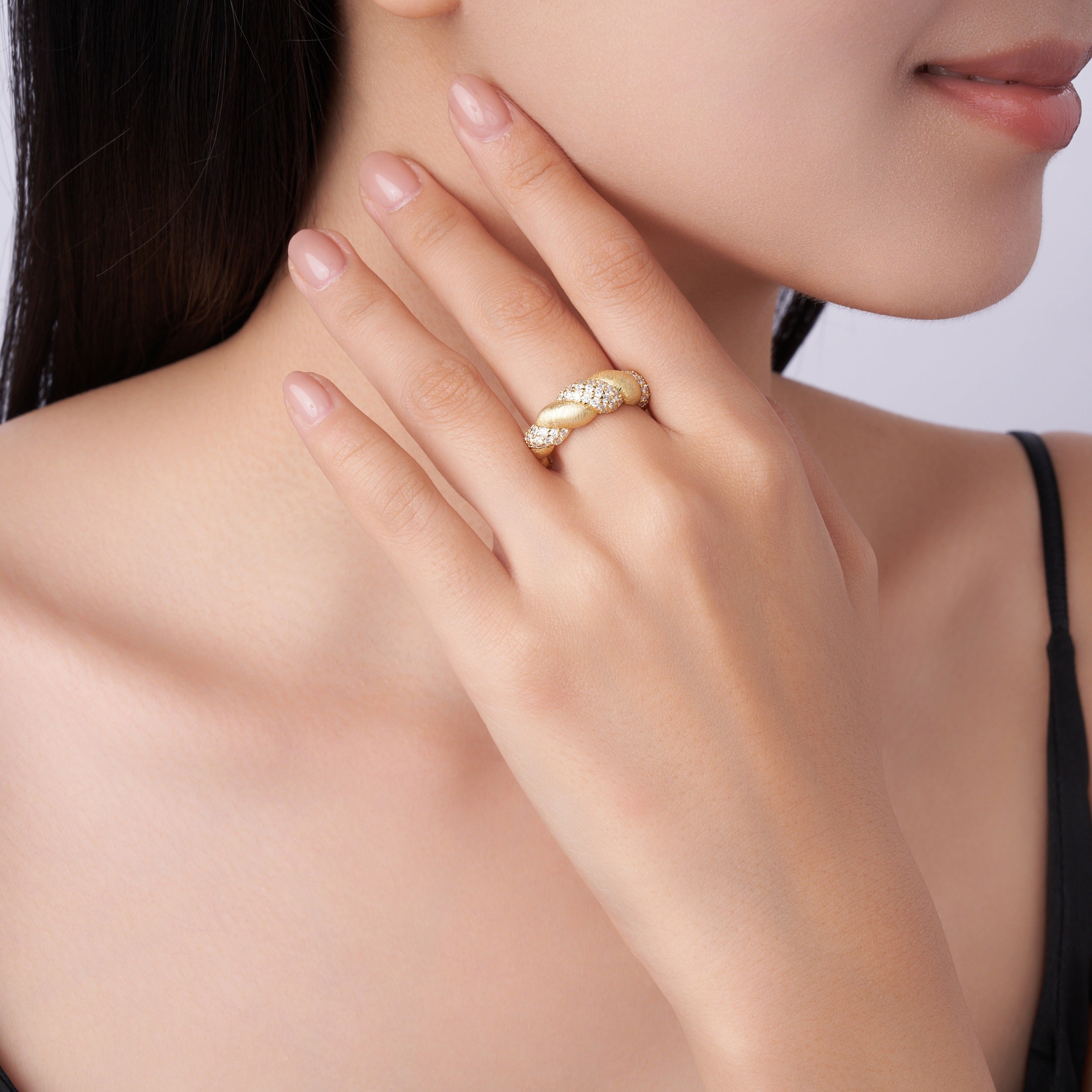 Fashionable Jewelry Ring Set With Moissanite S925 Sterling Silver And Gold-plated Diamond