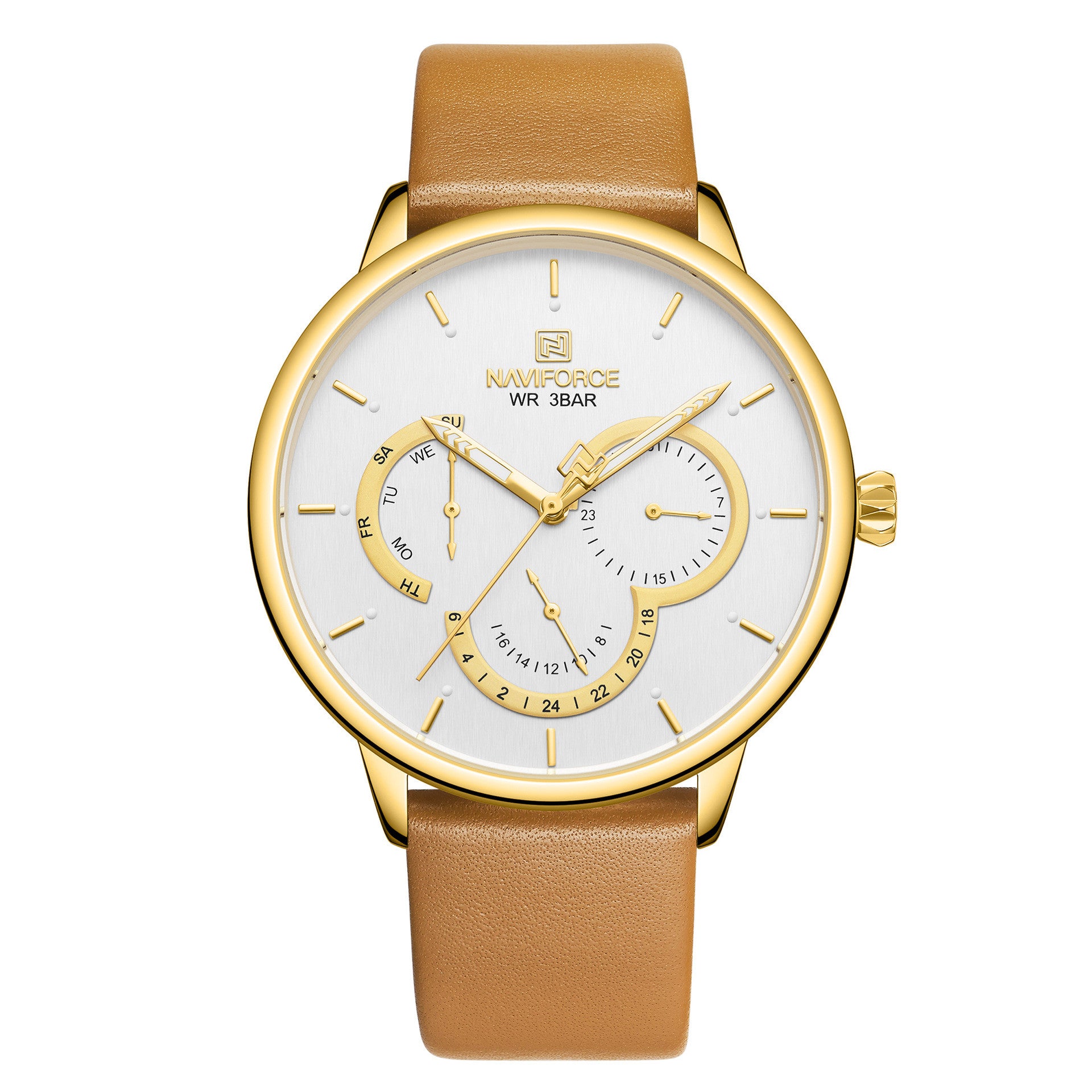 Waterproof Quartz Belt Watch Multi Function Calendar Business Men'S Watch