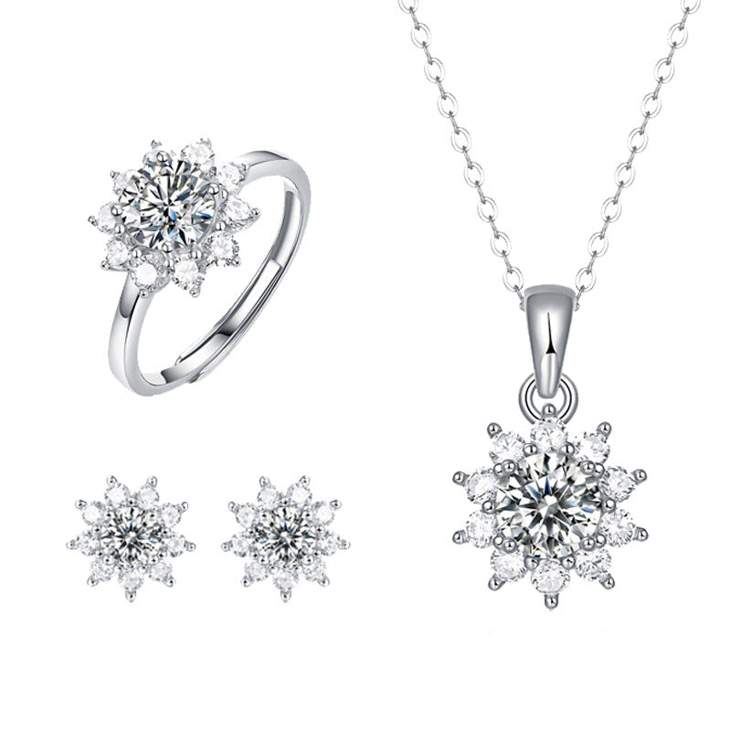 Silver Ring Holder Jewelry Ornament First Snow Series Goddess Necklace Suit