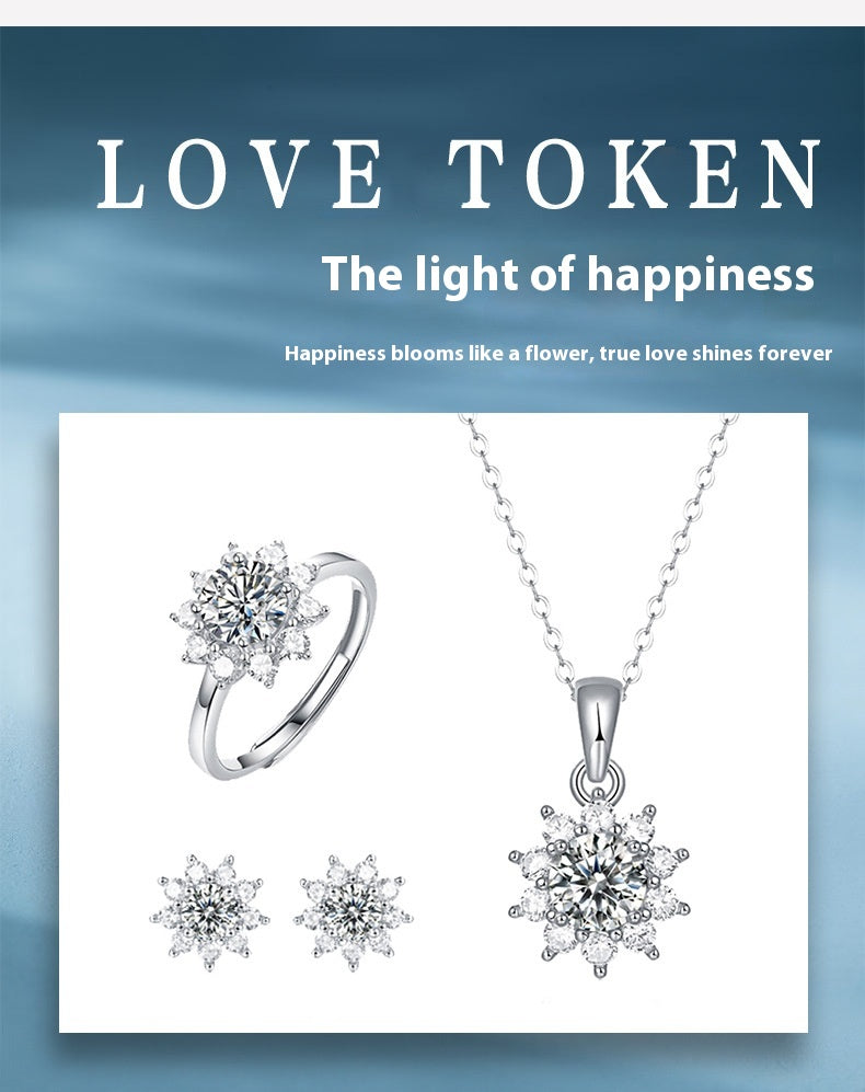 Silver Ring Holder Jewelry Ornament First Snow Series Goddess Necklace Suit