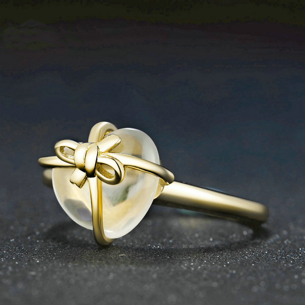 Sterling Silver Lemon Crystal Love Bow Ring Jewelry