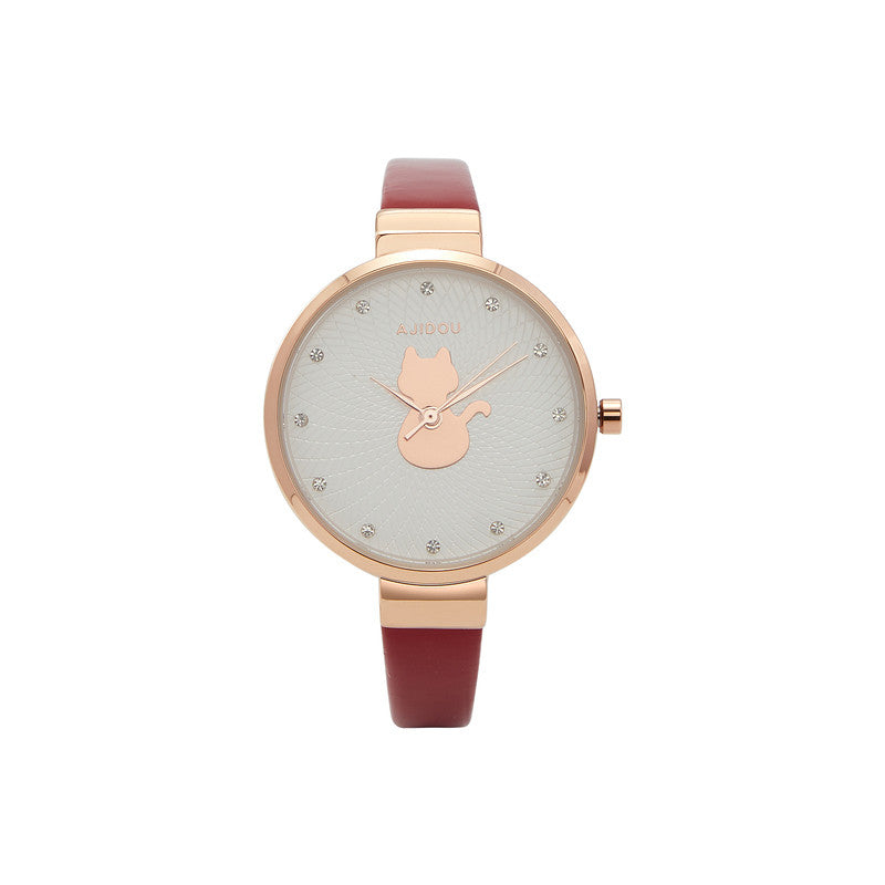 Simple Cat Dial Cute Fashionable Female Watch