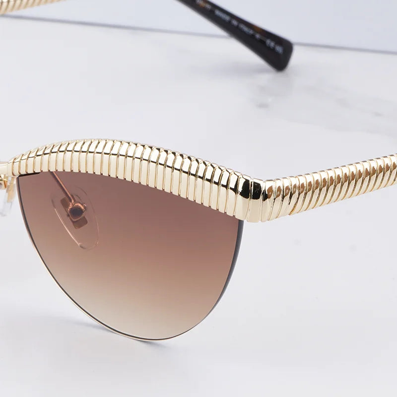 Sliver Cat Eye Half Rimless Sunglasses