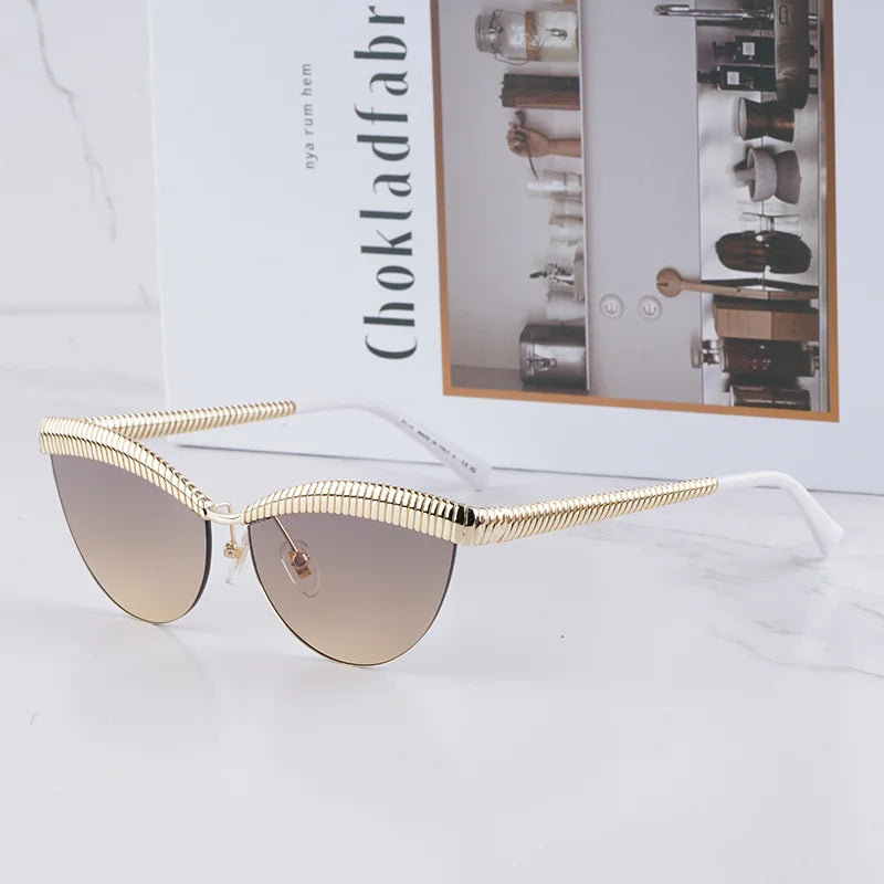 Sliver Cat Eye Half Rimless Sunglasses