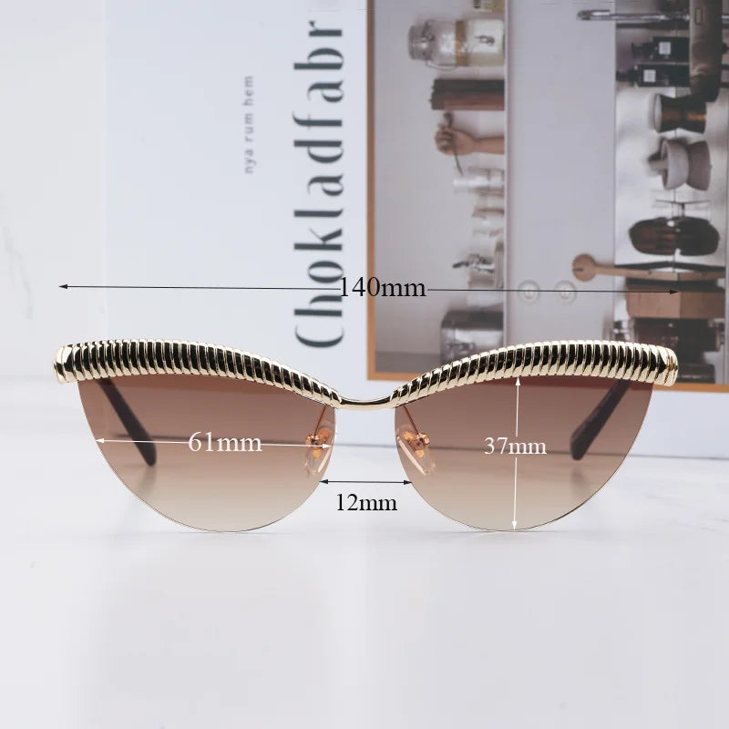 Sliver Cat Eye Half Rimless Sunglasses