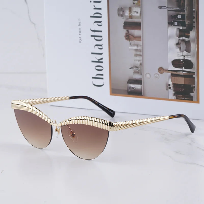 Sliver Cat Eye Half Rimless Sunglasses