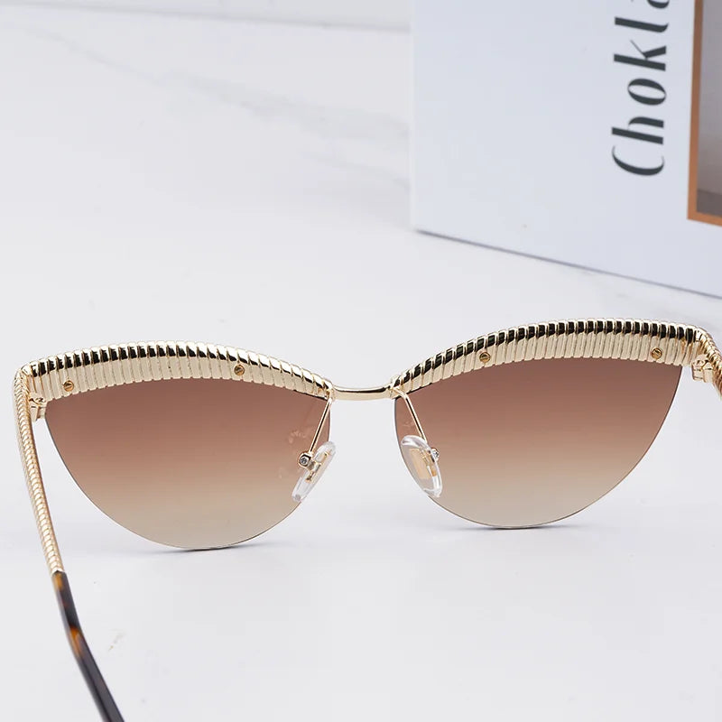 Sliver Cat Eye Half Rimless Sunglasses