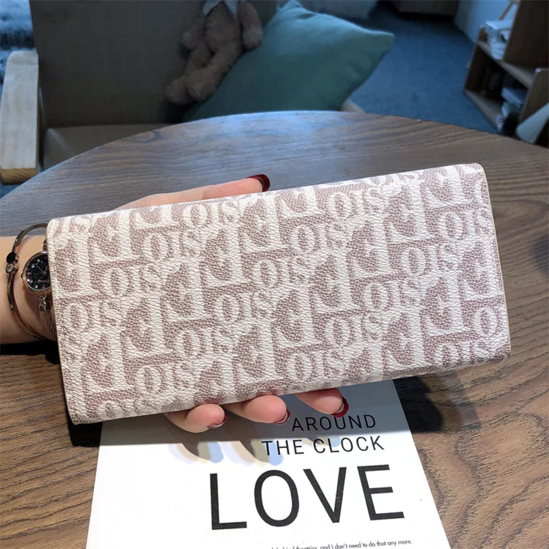 Long Cowhide Purse Letter Print Clutch