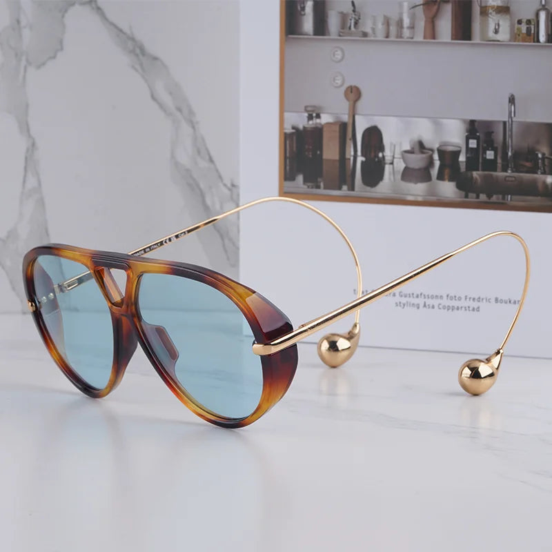 Tortoise Gold Pilot Sunglasses