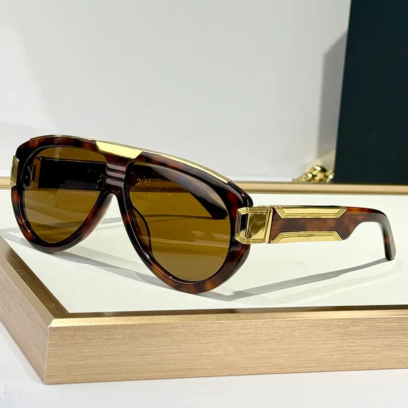 Thick Heavy Alloy Acetate Designer Sunglasses