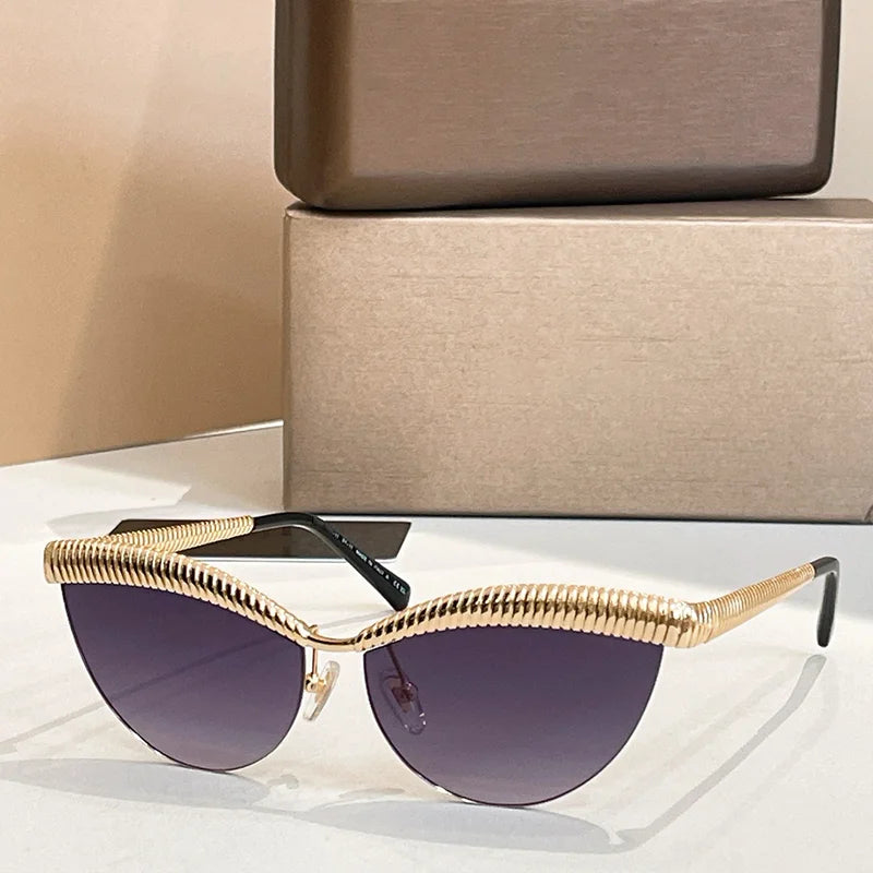 Sliver Cat Eye Half Rimless Sunglasses