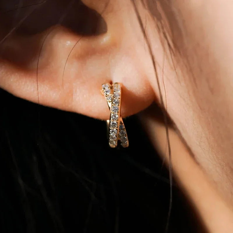 Golden Cross Hoop Earrings