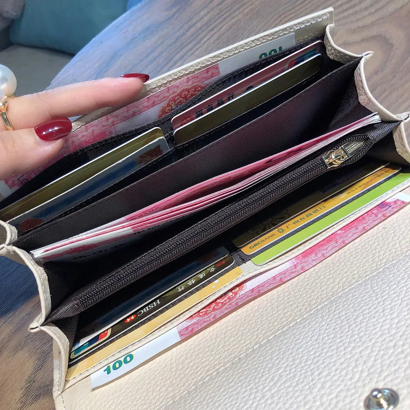 Long Cowhide Purse Letter Print Clutch