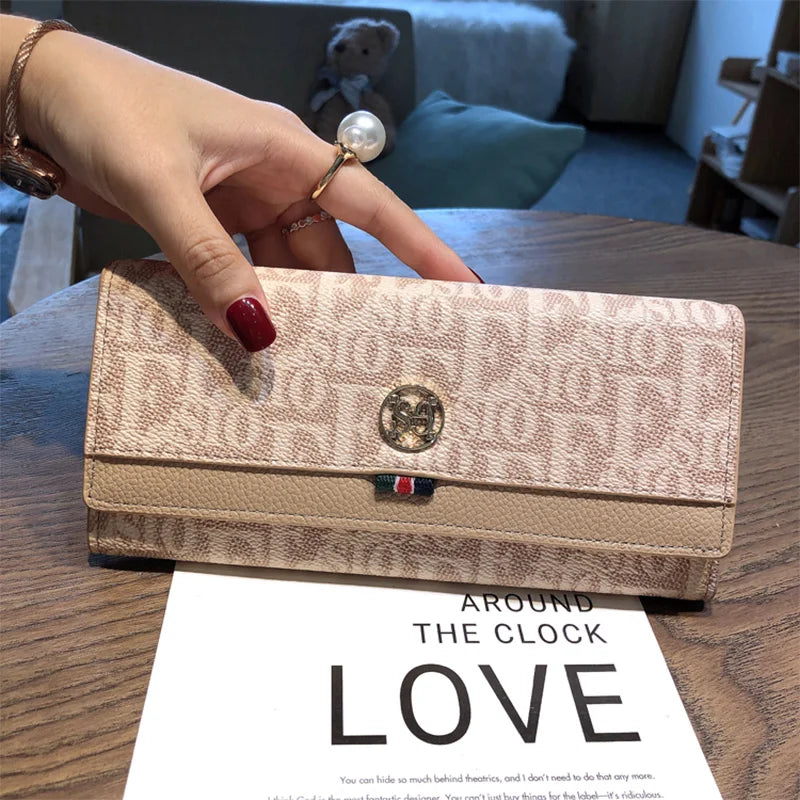 Long Cowhide Purse Letter Print Clutch