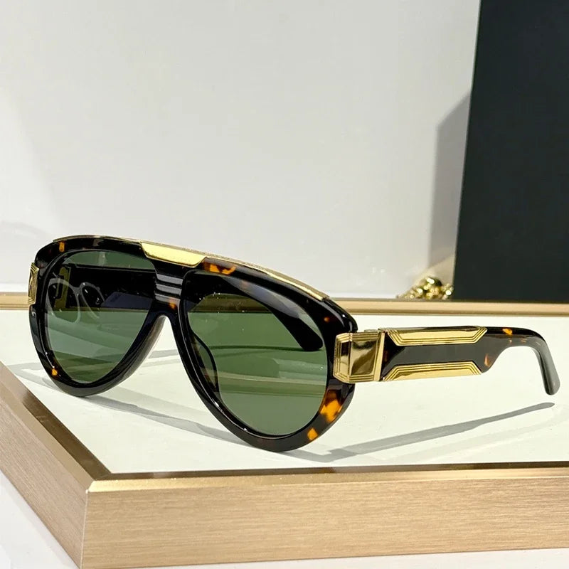 Thick Heavy Alloy Acetate Designer Sunglasses