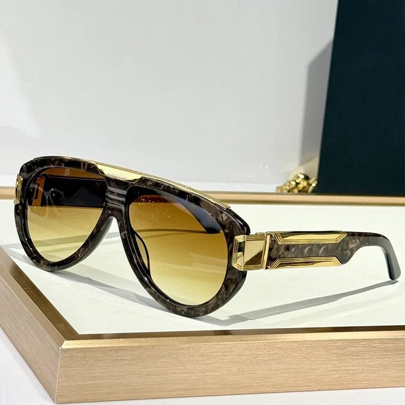 Thick Heavy Alloy Acetate Designer Sunglasses