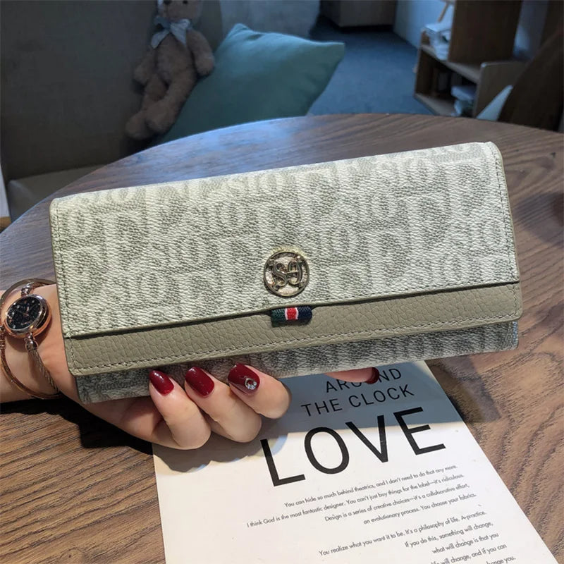 Long Cowhide Purse Letter Print Clutch