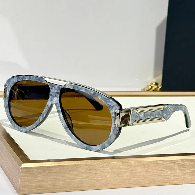 Thick Heavy Alloy Acetate Designer Sunglasses