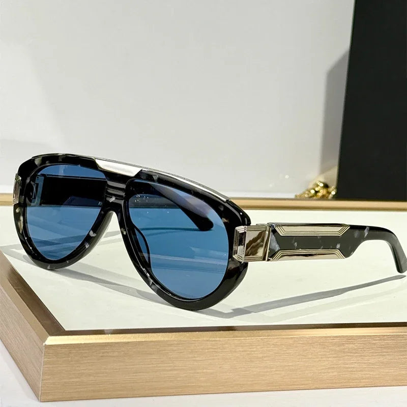 Thick Heavy Alloy Acetate Designer Sunglasses