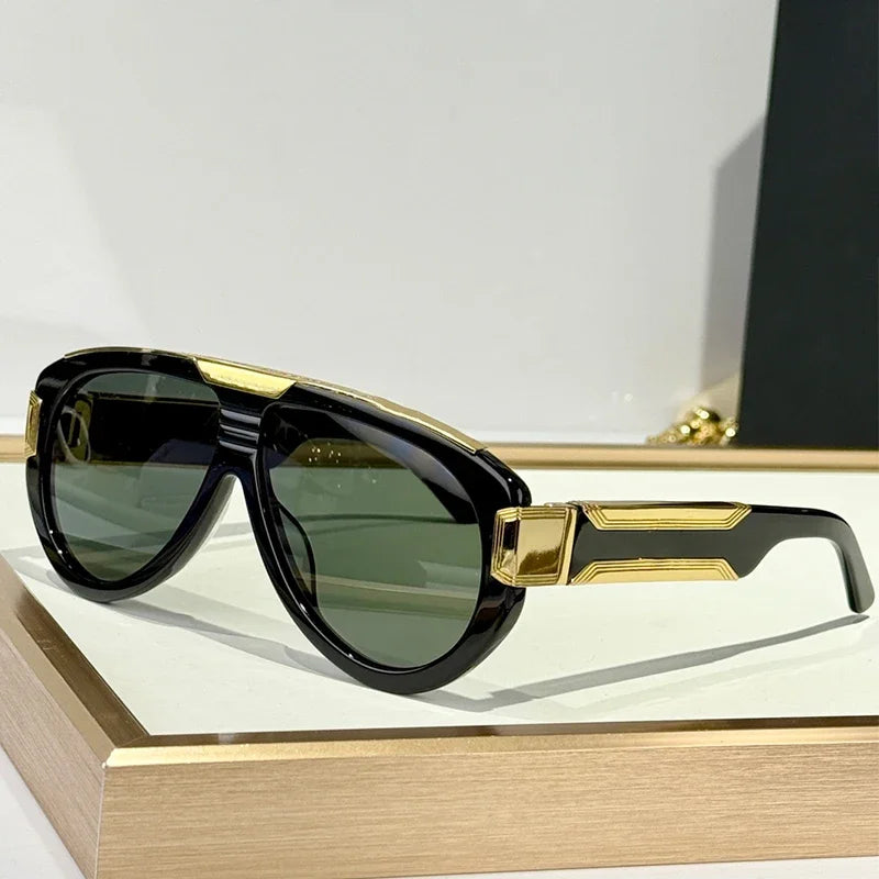 Thick Heavy Alloy Acetate Designer Sunglasses