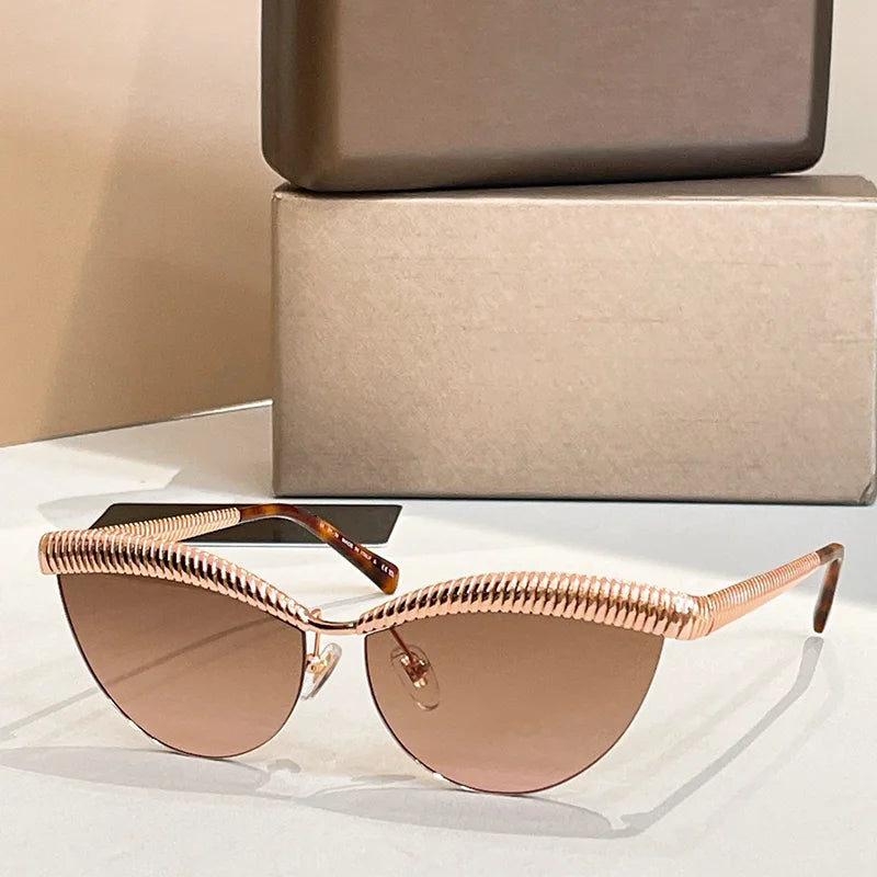 Sliver Cat Eye Half Rimless Sunglasses